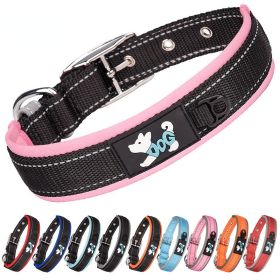 Pet dog collar; diving cloth reflective nylon collar; medium and large dog collar - Color ribbon: red - S 2.0*(28-38)CM