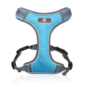 dog Harnesses; Pet Traction Rope Mesh Breathable Big Dog Chest Strap Vest Reflective Dog Rope Spot Wholesale - Light blue - L (32-55 kg)