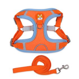 dog Harnesses and dog leash set; Pet Chest Strap Vest Dog Strap Small Dog Rope Wholesale Reflective Dog Towing Rope - orange - XL