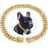 Dog Chain Crystal Artificial Diamondoid Dog Collar Walking Metal Chain Collar With Secure Buckle - Silver Gray - 4XL