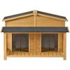 47.2 ' Large Wooden Dog House Outdoor;  Outdoor & Indoor Dog Crate;  Cabin Style;  With Porch;  2 Doors - Brown