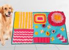 Pet Life 'Sniffer Snack' Interactive Feeding Pet Snuffle Mat - Blue / Pink / Orange