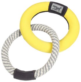 Pet Life 'Ring Toss' Dual-Connecting Jute Rope and Floating Ring Dog Toy - Yellow