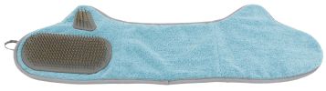 Pet Life 'Bryer' 2-in-1 Hand-Inserted Microfiber Pet Grooming Towel and Brush - Blue / Aqua