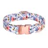 Sunflower pet collar cotton breathable dog collar pet supplies wholesale - Floral blue - M width 2.0 adjustment 31-50CM