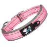 Pet dog collar; diving cloth reflective nylon collar; medium and large dog collar - Black ribbon: pink - L 2.5*(48-58)CM