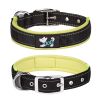 Pet dog collar; diving cloth reflective nylon collar; medium and large dog collar - Black ribbon: green - S 2.0*(28-38)CM