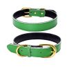 Genuine Leather Dog Collar; Wide Dog Collar; Soft Padded Breathable Adjustable Tactical Waterproof Pet Collar - green - M 42*2.0cm