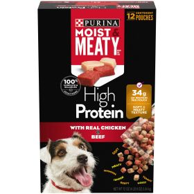 Purina Moist and Meaty High Protein Chicken Beef Dry Dog Food 72 oz Bag - Moist & Meaty