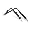 Dog Double Leashes - No Tangle Dog Leash Coupler; Comfortable Shock Absorbing Reflective Bungee Lead for Nighttime Safety - black