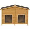 47.2 ' Large Wooden Dog House Outdoor;  Outdoor & Indoor Dog Crate;  Cabin Style;  With Porch;  2 Doors - Brown