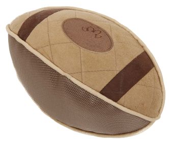 Pet Life 'Pugskin' Durable Oxford Nylon and Mesh Plush Squeaky Football Dog Toy - Khaki