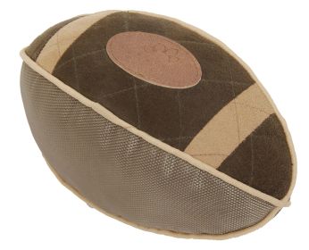 Pet Life 'Pugskin' Durable Oxford Nylon and Mesh Plush Squeaky Football Dog Toy - Olive Green