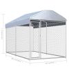 Outdoor Dog Kennel with Canopy Top 150.4"x75.6"x88.6" - Silver