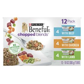 Purina Beneful Chopped Blends Wet Dog Food Variety Pack Beef Chicken 10 oz Tubs (12 Pack) - Purina Beneful