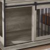 Sliding door dog crate with drawers. 35.43'' W x 23.62'' D x 33.46'' H - Grey