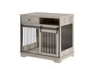 Sliding door dog crate with drawers. 35.43'' W x 23.62'' D x 33.46'' H - Grey