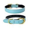 Genuine Leather Dog Collar; Wide Dog Collar; Soft Padded Breathable Adjustable Tactical Waterproof Pet Collar - Blue - L 51*2.5cm