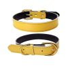 Genuine Leather Dog Collar; Wide Dog Collar; Soft Padded Breathable Adjustable Tactical Waterproof Pet Collar - yellow - M 42*2.0cm