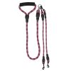 Double Dogs Leash No-Tangle Dogs Lead Reflective Dogs Walking Leash w/ Swivel Coupler Padded Handle - RoseRed