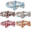 Plaid Dog Collar with Bow Pet Gift Adjustable Soft and Comfy Bowtie Collars for Small Medium Large Dogs - Style 2 - S 2.0x40cm