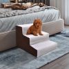 Doggy Steps for Dogs and Cats Used as Dog Ladder for Tall Couch, Bed, Chair or Car - brown and white