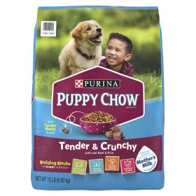 Purina Puppy Chow High Protein Dry Puppy Food Tender & Crunchy With Real Beef 15 lb Bag - Puppy Chow