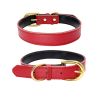 Genuine Leather Dog Collar; Wide Dog Collar; Soft Padded Breathable Adjustable Tactical Waterproof Pet Collar - Brown - XS 30*1.5cm