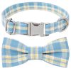 Plaid Dog Collar with Bow Pet Gift Adjustable Soft and Comfy Bowtie Collars for Small Medium Large Dogs - Style 4 - XS 1.0x30cm