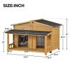 47.2 ' Large Wooden Dog House Outdoor;  Outdoor & Indoor Dog Crate;  Cabin Style;  With Porch;  2 Doors - Brown