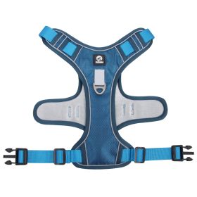 dog Harnesses; Cross border New Pet Towing Rope Vest Large Dog Chest Strap Reflective Explosion proof Flushing Dog Towing Rope - Lake blue - L