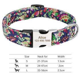 Adjustable Nylon Dog Collar Personalized Dogs Cat ID (Option: 019Purple-S)