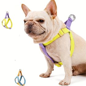 Rainbow Colorblock Pet Harness Set Anti-Escape Vest Type Dog Harness Chest Leash Cotton Designer Puppy Dog Harness Set (Option: Purple-M)