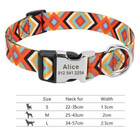 Adjustable Nylon Dog Collar Personalized Dogs Cat ID (Option: 147Orange-M)