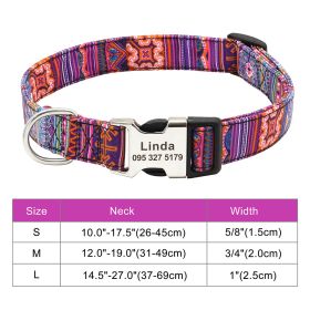 Adjustable Nylon Dog Collar Personalized Dogs Cat ID (Option: 030Orange-S)