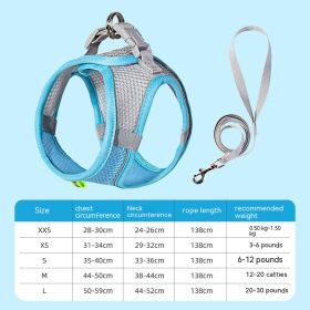 Hand Holding Rope Pet Dog Breast Strap Summer Breathable (Option: Blue-XS)